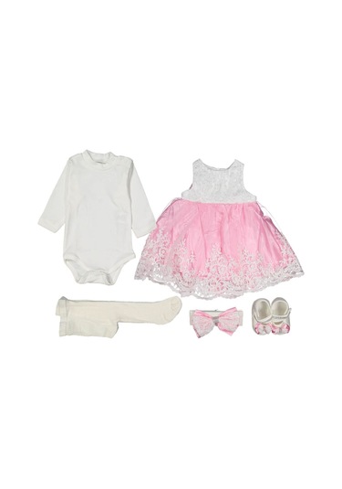 Büyük Fiyonk Detaylı Kız Mevlüt Set Pembe