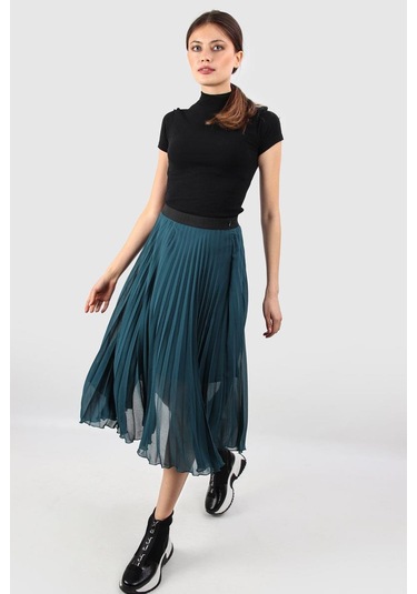 Alexandergardı Piliseli Şifon Etek B20-etk01 Yeşil
