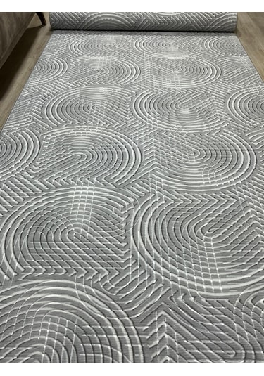 Arbese Gri Kaymaz Tabanlı Kesme Yolluk Kabartmalı Hol Koridor Mutfak Salon Halısı