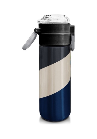 Coral High 500 Ml Lacivert Koyu Gri Bej Desenli - Erkek Çocuk Paslanmaz Çelik Okul Termosu/suluk/matara Çok Renkli