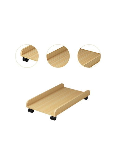 Homyl Masaüstü Cpu Ahşap Tekerlekli Stand Bilgisayar Kasası