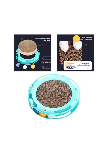 Suntek Dayanıklı Kedi Tırmalama Tahtası Kaymaz Alt Pedi Mavi