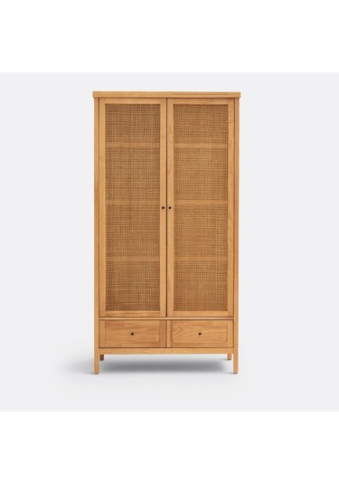Altea Rattan Detaylı Masif Gardırop Ahşap