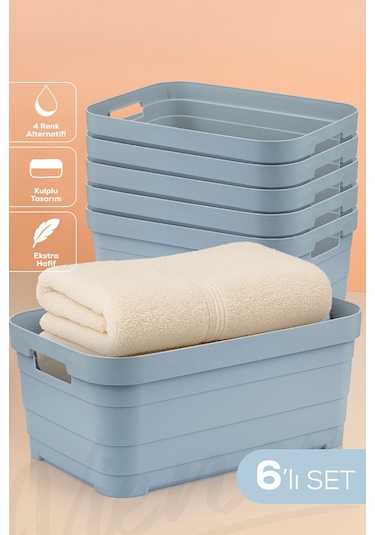 Vienev 6'lı 10,8 Litre Saklama Kutusu Mavi Mavi
