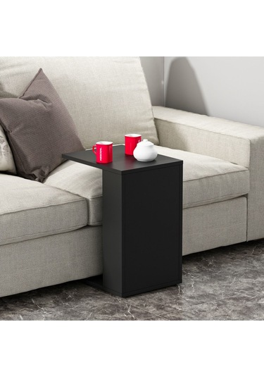 Bono Tekerlekli C Sehpa - Siyah Siyah