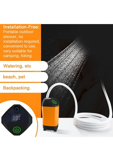 Ipx7 Y25738-3 Açık Kamp Duş Taşınabilir Elektrikli Duş Pompası Turuncu Turuncu