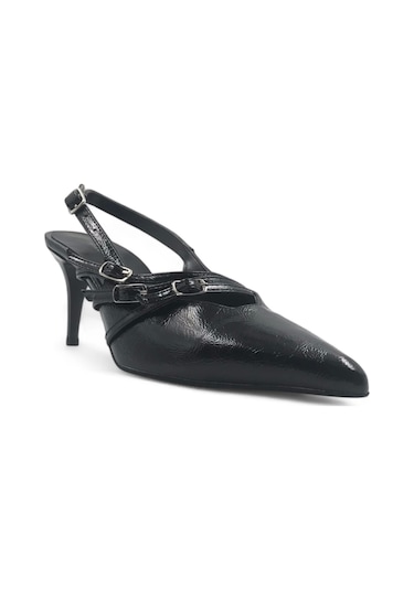 Claus Siyah Sivri Burun Stiletto Topuklu Ayakkabı Siyah