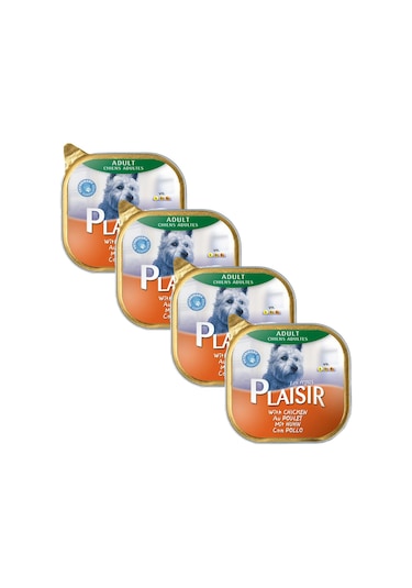 Plaisir Tavuklu Pate Konserve Yetişkin Köpek Maması 4 x 150 G