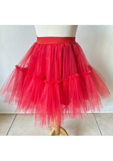 Gala Tütülü Kabarık Kız Çocuk Etek Kırmızı