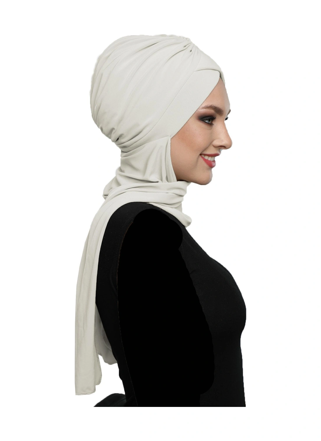 Kardelen Atkılı Astarlı Krem Hazır Türban Tesettür Havuz Ve Dış Bone Krem