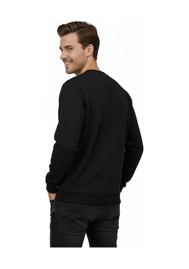 Baglan Erkek Sıfır Yaka Selanik Sweatshirt Regular Kalıp Bgl-st04870 Siyah