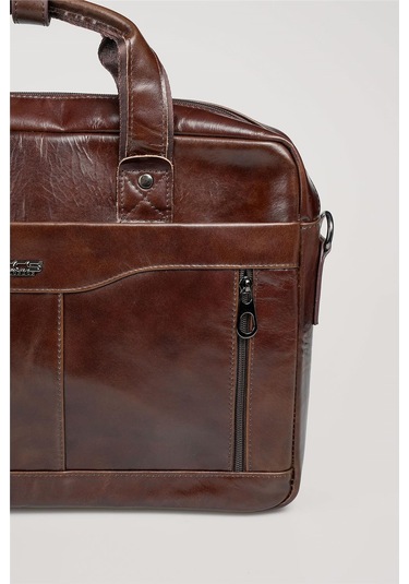 Ççs 71470 Hakiki Deri Evrak Çantası Kahve