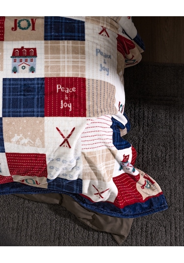 Chevalz Çift Kişilik Welsoft Baskılı Battaniye - Mavi/kırmızı 8684427292235 Mavi