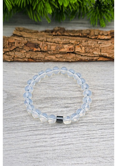 Opal Ay Taşı Bileklik Ve Tesbih Erkek Doğal Taş Set 8 Mm Bt037 Beyaz