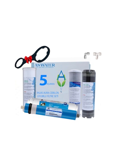 İhlas Aura Cebilon Uyumlu Açık Kasa  5'li Lüx 10" Su Arıtma Filtre Seti Benc Membranlı