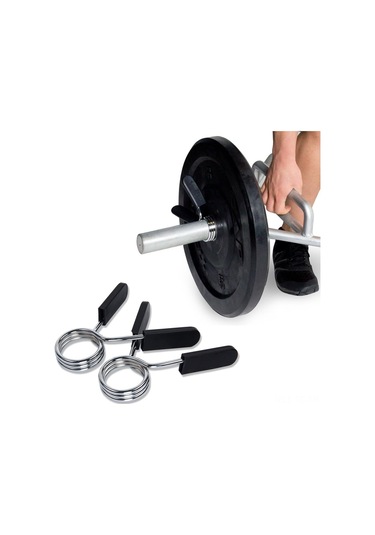 Skycity 2 Adet Olimpik Yaylı Çelik Ağırlık Tutucu, 50mm Çaplı, 5.5mm Tel Kalınlığı, 3 Sarımsı, Kauçuk Kapaklı, Barbell Klips Seti