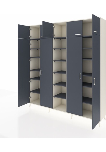 Hyperion Dolap 18 Raflı 9 Kapaklı 220x44x243 Aytaşı-antrasit/antrasit Antrasıt/antrasıt