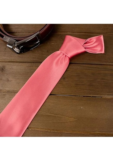 Tezzgelsin Erkek Saten Kravat ve Mendil Set Mercan