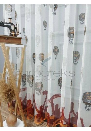 Tül Perde Gs Ultraslan Cimbom Taraftar Sarı Kırmızı 2kat Pileli Tül Perde Gs