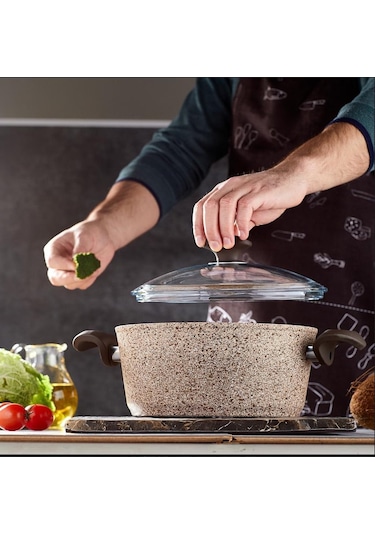 Falez Creamy Granit Tencere Derin Tencere 26 CM