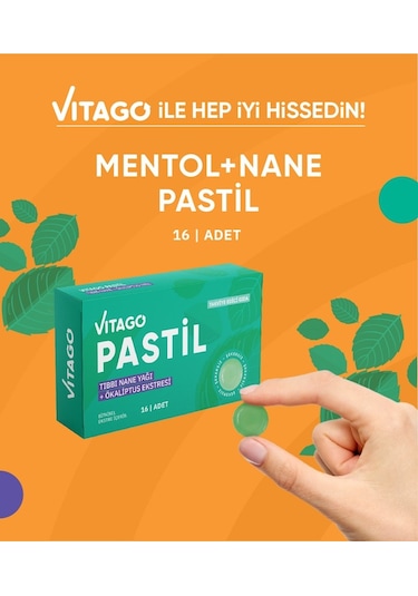 Vitago Nane + Okaliptus Yağı İçeren Takviye Edici Gıda 16 Pastil