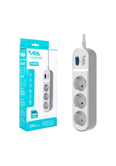 3lü Anahtarlı 1.5 Metre Akım Korumalı Grup Priz Made In Malaysıa Diğer