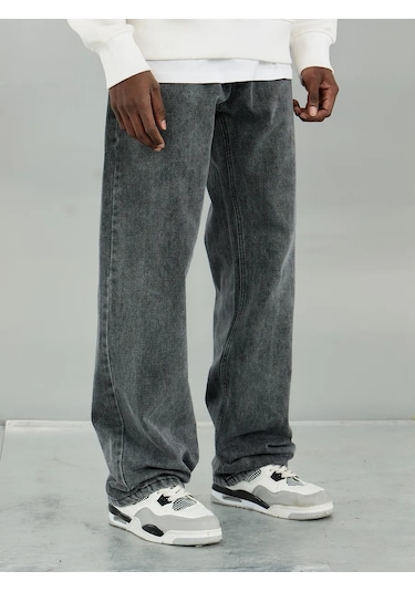 Jocks Erkek Geniş Düz Baggy Kot Pantolo 332498963 Gri