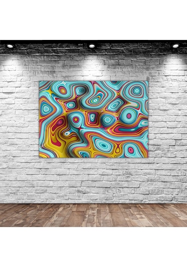 Bk Home Üç Boyutlu Soyut Dalgalı Çizgiler Tasarımlı Kanvas Tablo 70x100cm-2