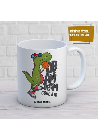 Kişiye Özel İsim Yazılabilir Dr Team Cool Kid Kupa Bardak Çok Renkli