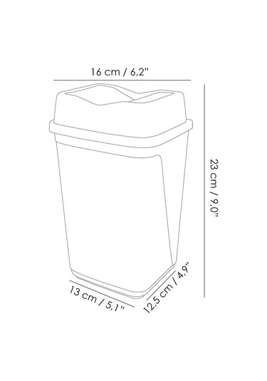 Çift Kapaklı Kelebek Çöp Kovası - Tezgah Üstü Banyo Mutfak Ofis Çöp Kovası 2,5 Litre Gri