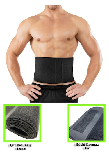 Sauna Suit Termal Unisex Bel Korsesi %100 Sauna Sıkılaştırma Kemeri Siyah