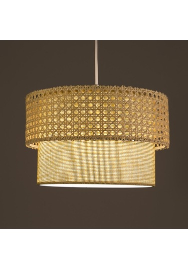 Rattan Serisi Örme Tasarım Sarkıt Hasır İç Kısım Salon Avize Yatak Odası Sarkıt