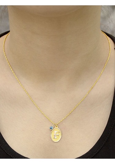 14 Ayar Altın F Harfli Kolye Sarı