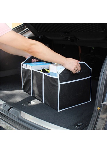 Monyee Siyah Oto Stokaj Çantası - Katlanabilir Bagaj Depolama Kutusu, Araç İçin Çok Amaçlı Düzenleyici