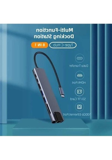 Fastbuy Dream011 Alüminyum Alaşım 8i 1 Arada Usb C Hub, Tip Cden 4k Hd Tv Adaptörü, Rj45 Okuyucu, Hızlı Şarj Cihazı