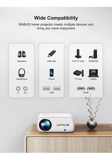 Wimius S26 Wifi-Bluetooth 1080P Film Projektörü