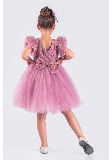 Kız Çocuk Elbise Tütü Etek Nakışlı Pembe