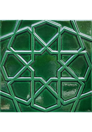 Armada Çini 20x20 Cm Rölyefli Yeşil Selçuklu Yıldızı Deseni Çini