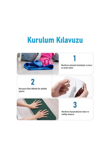 Halifleks Yapışkan Tabanlı Merdiven Basamak Paspası Rip Halı Kaymaz Tabanlı - Yeşil Null