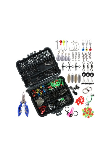 Ranyeek 188 Parça Metal Ve Plastik Balıkçılık Aksesuar Seti: Ağırlık, İğne, Dairesel Döner, Kayar Kesici İle Depolama Kutusu Ve Balıkçılık Pensi T0183-2