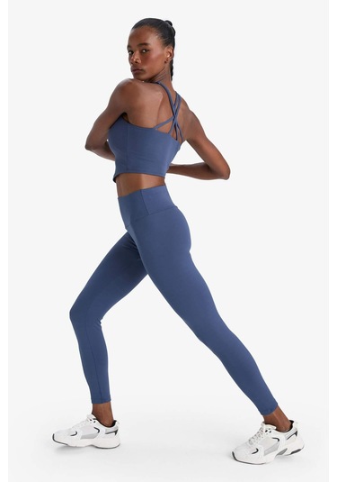 Defacto Defactofit Yüksek Bel Baskılı Beli Saran Esnek Kumaş Sporcu Tayt B4147ax25auın231 İndigo