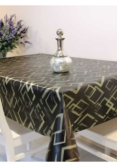 Elyaflı Pvc Muşamba Desenli Silinebilir Masa Örtüsü 02mrl171a Siyah