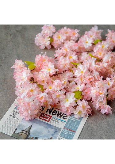 Hangfox 5 Adet Şampanya Rengi 4 Çatal Kullu 140 Gözlü 1.1m Plastik Sakura Dalı - Düğün Ve Ev Dekorasyonu İçin