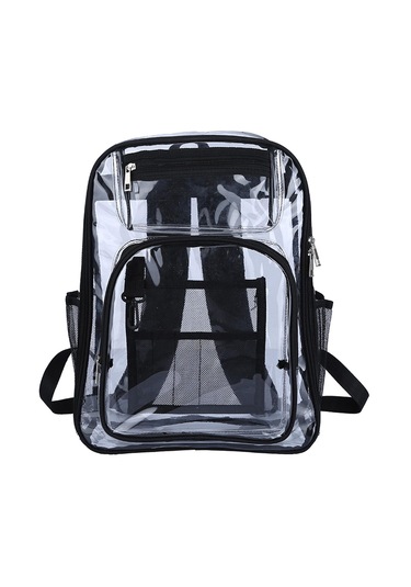 Homyl Spor Erkekler Için Şeffaf Sırt Çantası 2 Yollu Zip Siyah