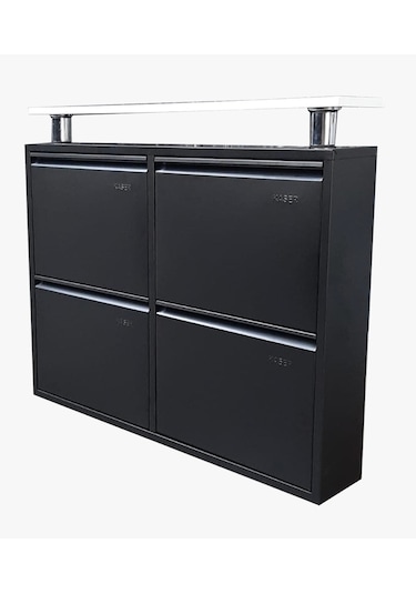 Kaser Metal 2+2 Li Siyah Metal Ayakkabılık Siyah