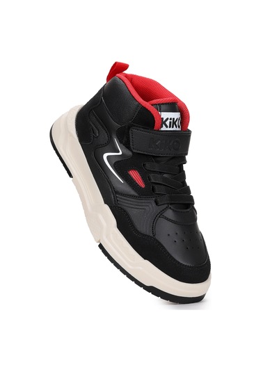 Kiko Kids Hayka-3 Cırtlı Erkek Çocuk Spor Ayakkabı Siyah - Kırmızı Siyah - Kırmızı