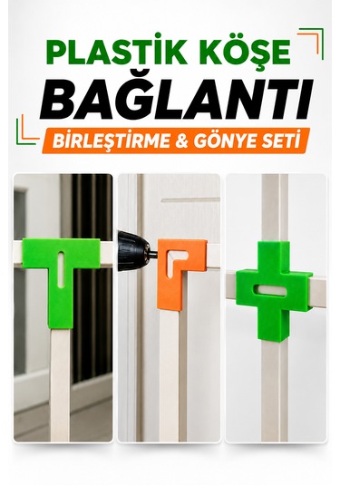 Plastik Köşe Bağlantı Birleştirme Ve Gönye Aparatı Turuncu Yeşil