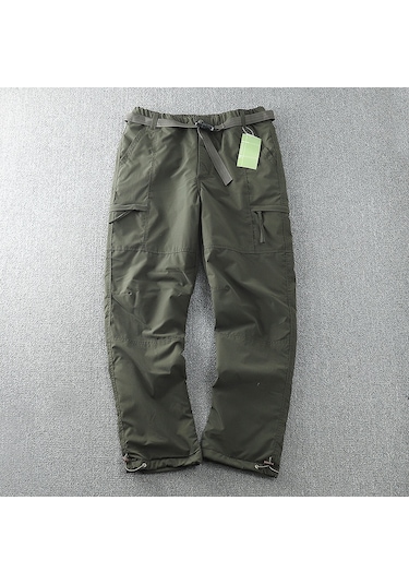 Erkekler İçin Kışlık Polar Astarlı Su Geçirmez Ve Rüzgar Geçirmez Softshell Pantolon Ordu Yeşili