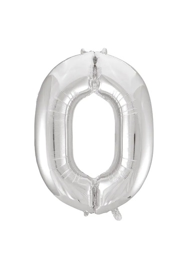 1 Adet 34 İnç 85 Cm Gümüş Folyo Balon Helyum Balon 0 Yaş Balonu 0 Rakam Balon GÜMÜŞ