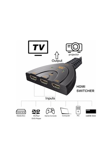 4K Hdmi Çoklayıcı Çoğaltıcı Switch 3 Giriş 1 Çıkış Çoklama Ps4 D